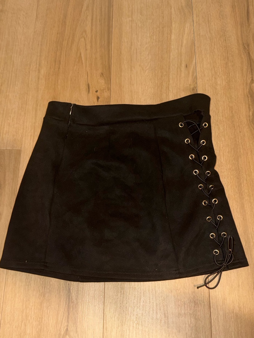Black Lace-Up Mini Skirt